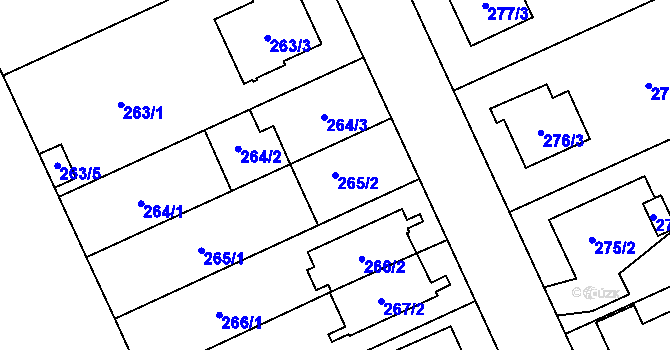 Parcela st. 265/2 v KÚ Chodov, Katastrální mapa