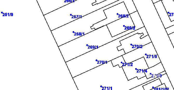 Parcela st. 269/1 v KÚ Chodov, Katastrální mapa