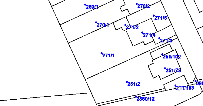 Parcela st. 271/1 v KÚ Chodov, Katastrální mapa