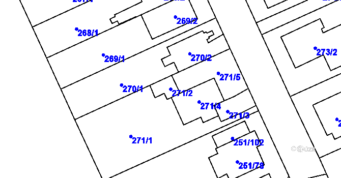 Parcela st. 271/2 v KÚ Chodov, Katastrální mapa