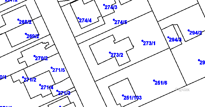 Parcela st. 273/2 v KÚ Chodov, Katastrální mapa