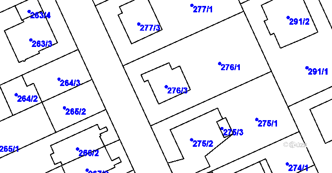 Parcela st. 276/3 v KÚ Chodov, Katastrální mapa