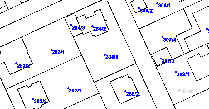 Parcela st. 284/1 v KÚ Chodov, Katastrální mapa