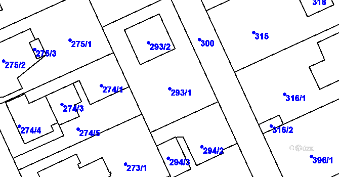 Parcela st. 293/1 v KÚ Chodov, Katastrální mapa