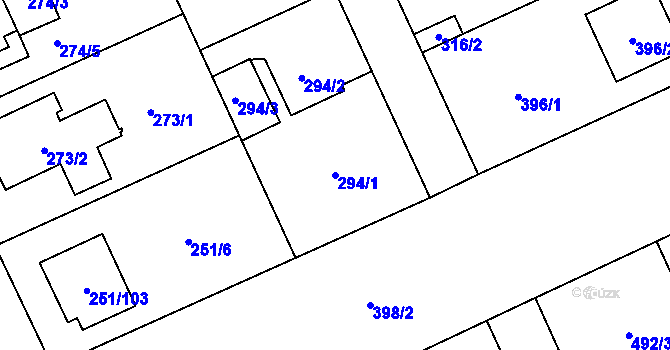 Parcela st. 294/1 v KÚ Chodov, Katastrální mapa