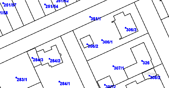 Parcela st. 306/2 v KÚ Chodov, Katastrální mapa