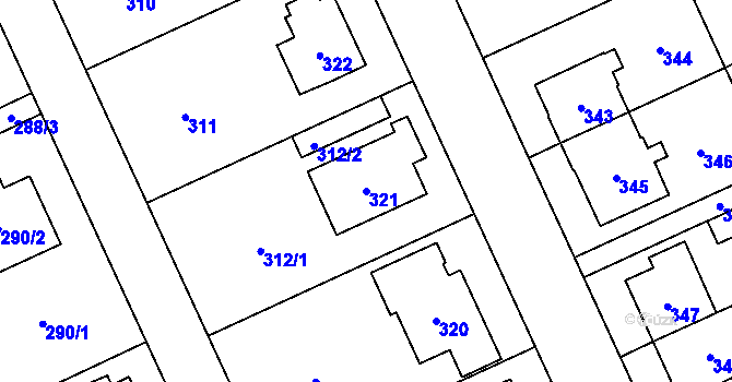 Parcela st. 321 v KÚ Chodov, Katastrální mapa