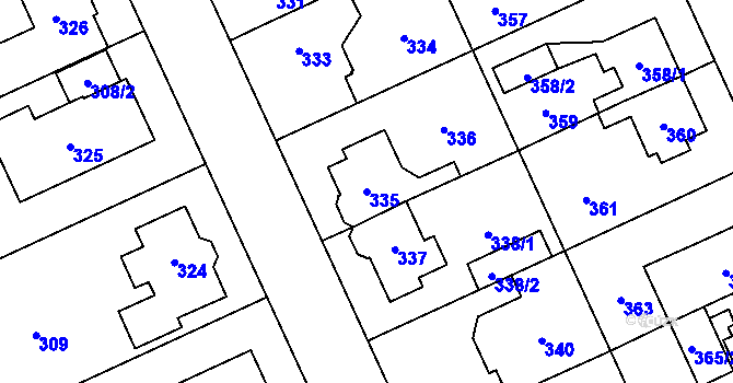 Parcela st. 335 v KÚ Chodov, Katastrální mapa