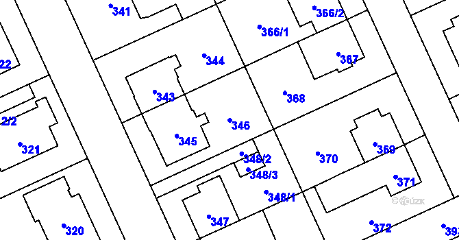 Parcela st. 346 v KÚ Chodov, Katastrální mapa