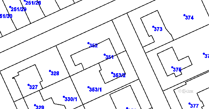 Parcela st. 351 v KÚ Chodov, Katastrální mapa