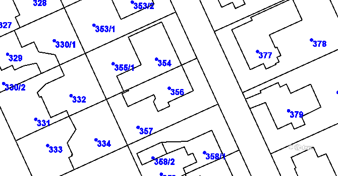 Parcela st. 356 v KÚ Chodov, Katastrální mapa