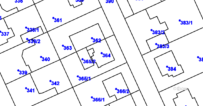 Parcela st. 364 v KÚ Chodov, Katastrální mapa