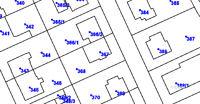 Parcela st. 367 v KÚ Chodov, Katastrální mapa