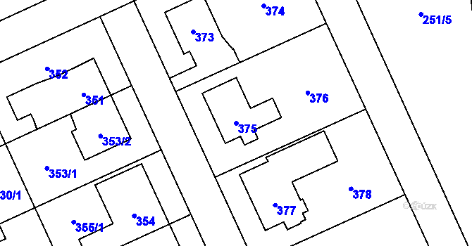 Parcela st. 375 v KÚ Chodov, Katastrální mapa