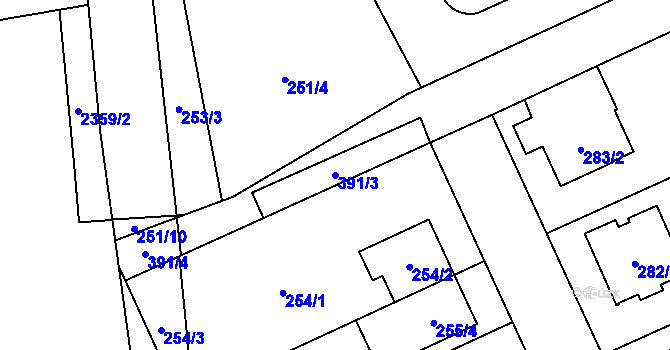 Parcela st. 391/3 v KÚ Chodov, Katastrální mapa
