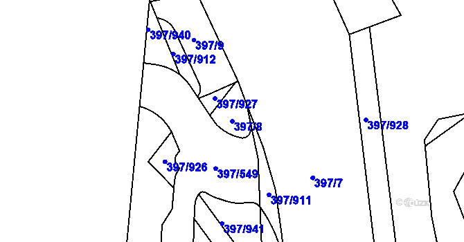 Parcela st. 397/8 v KÚ Chodov, Katastrální mapa