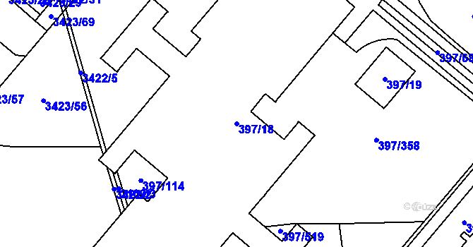 Parcela st. 397/18 v KÚ Chodov, Katastrální mapa