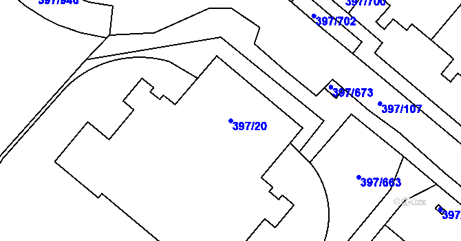 Parcela st. 397/20 v KÚ Chodov, Katastrální mapa