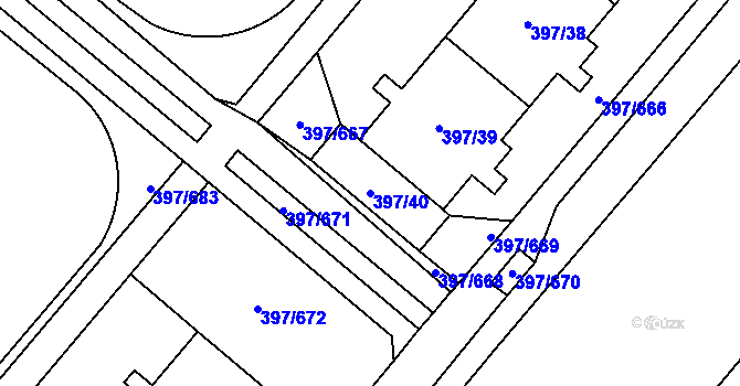 Parcela st. 397/40 v KÚ Chodov, Katastrální mapa
