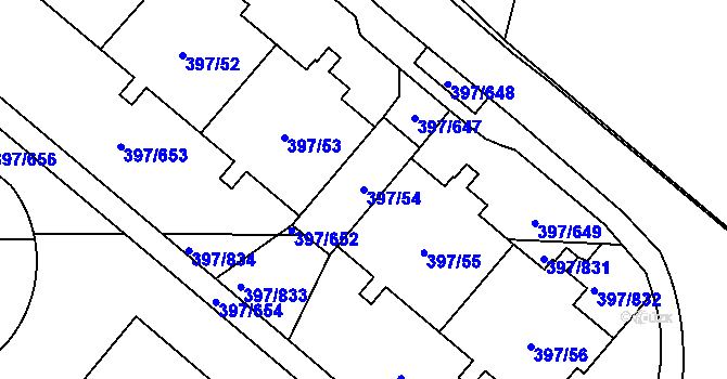 Parcela st. 397/54 v KÚ Chodov, Katastrální mapa