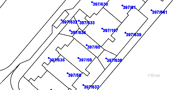 Parcela st. 397/60 v KÚ Chodov, Katastrální mapa