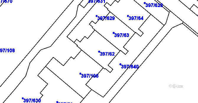 Parcela st. 397/62 v KÚ Chodov, Katastrální mapa