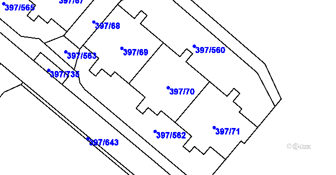 Parcela st. 397/70 v KÚ Chodov, Katastrální mapa