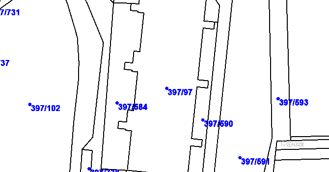 Parcela st. 397/96 v KÚ Chodov, Katastrální mapa