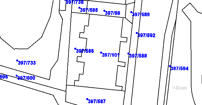 Parcela st. 397/101 v KÚ Chodov, Katastrální mapa