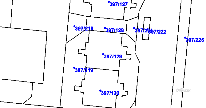 Parcela st. 397/129 v KÚ Chodov, Katastrální mapa