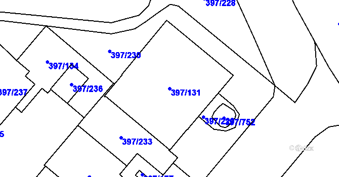 Parcela st. 397/131 v KÚ Chodov, Katastrální mapa
