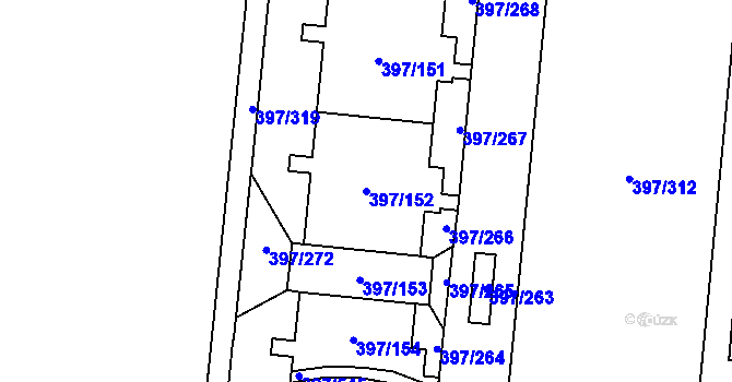 Parcela st. 397/152 v KÚ Chodov, Katastrální mapa