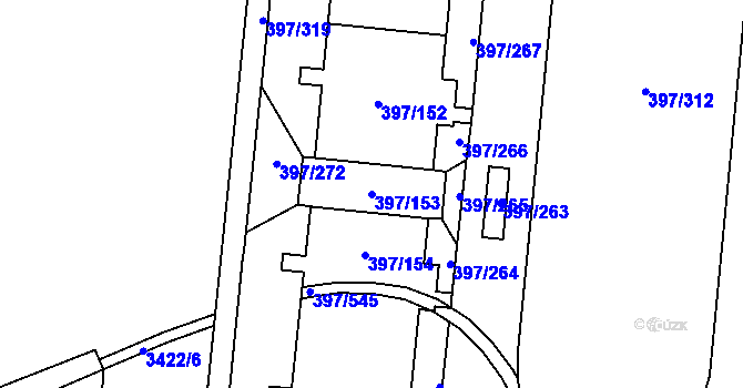 Parcela st. 397/153 v KÚ Chodov, Katastrální mapa