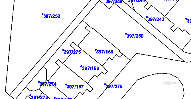 Parcela st. 397/155 v KÚ Chodov, Katastrální mapa