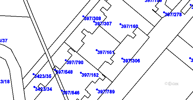 Parcela st. 397/161 v KÚ Chodov, Katastrální mapa