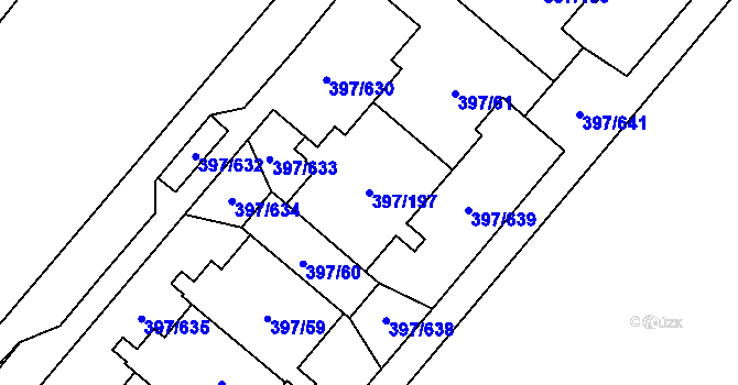 Parcela st. 397/197 v KÚ Chodov, Katastrální mapa