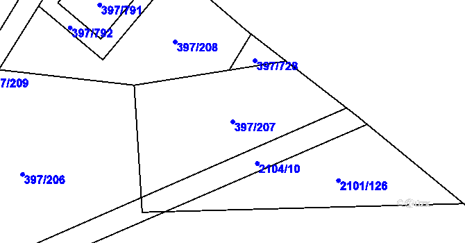 Parcela st. 397/207 v KÚ Chodov, Katastrální mapa
