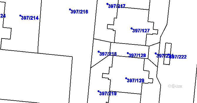 Parcela st. 397/218 v KÚ Chodov, Katastrální mapa