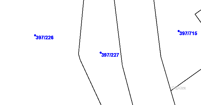 Parcela st. 397/227 v KÚ Chodov, Katastrální mapa