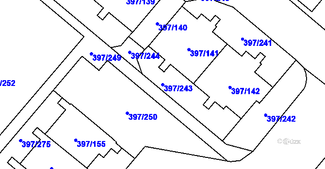 Parcela st. 397/243 v KÚ Chodov, Katastrální mapa