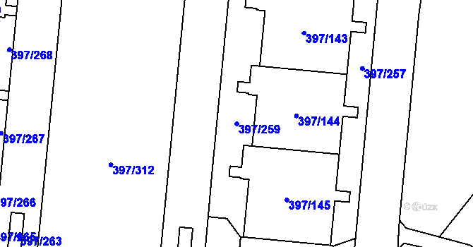 Parcela st. 397/259 v KÚ Chodov, Katastrální mapa
