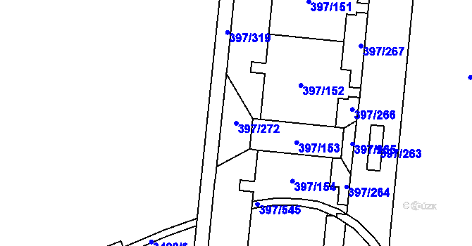 Parcela st. 397/272 v KÚ Chodov, Katastrální mapa