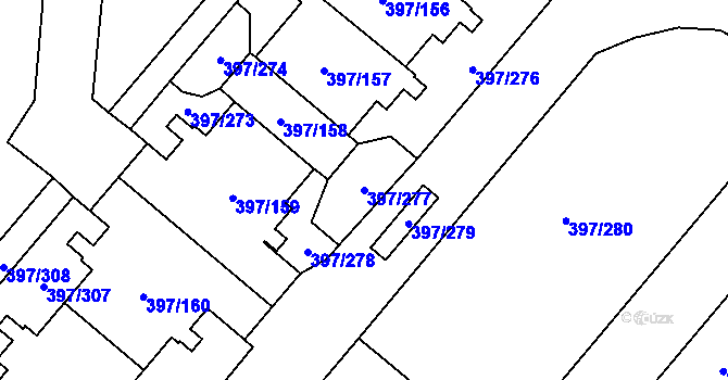 Parcela st. 397/277 v KÚ Chodov, Katastrální mapa