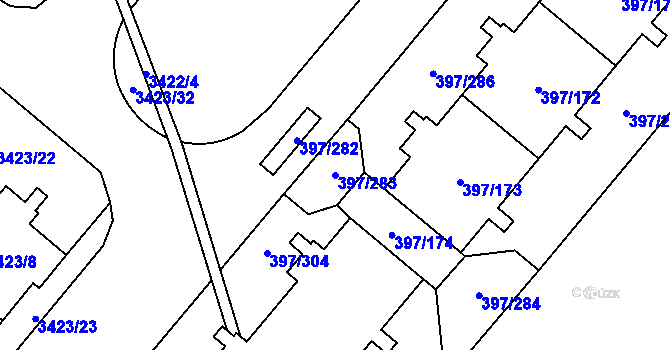 Parcela st. 397/283 v KÚ Chodov, Katastrální mapa