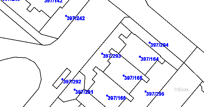 Parcela st. 397/293 v KÚ Chodov, Katastrální mapa