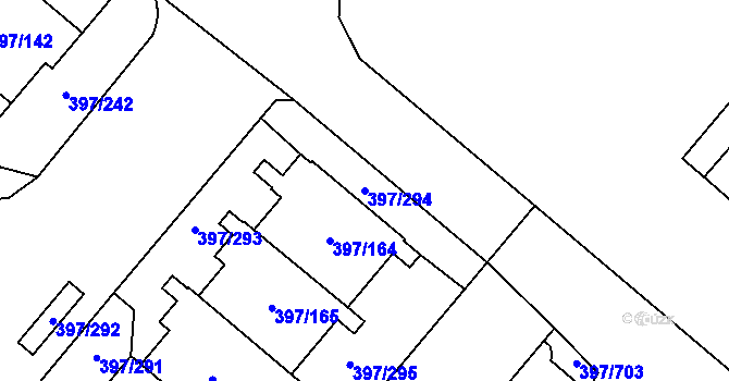 Parcela st. 397/294 v KÚ Chodov, Katastrální mapa