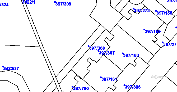 Parcela st. 397/308 v KÚ Chodov, Katastrální mapa