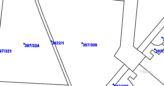 Parcela st. 397/309 v KÚ Chodov, Katastrální mapa