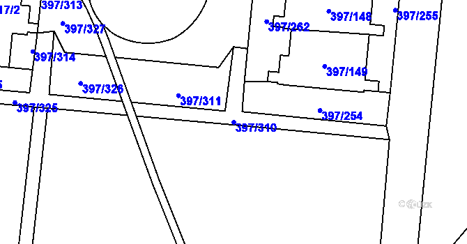 Parcela st. 397/310 v KÚ Chodov, Katastrální mapa