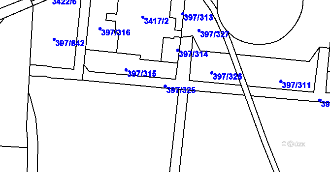 Parcela st. 397/325 v KÚ Chodov, Katastrální mapa